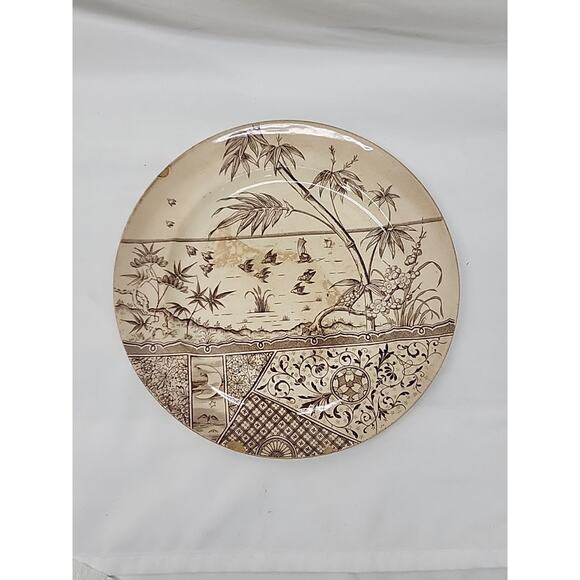 2 Vintage Melbourne Mayers G&W Brown Transfer Ware Plate 8" Inch Plates Antique - Picture 3 of 7
